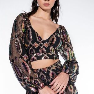 Akira Sequin Embellished Top